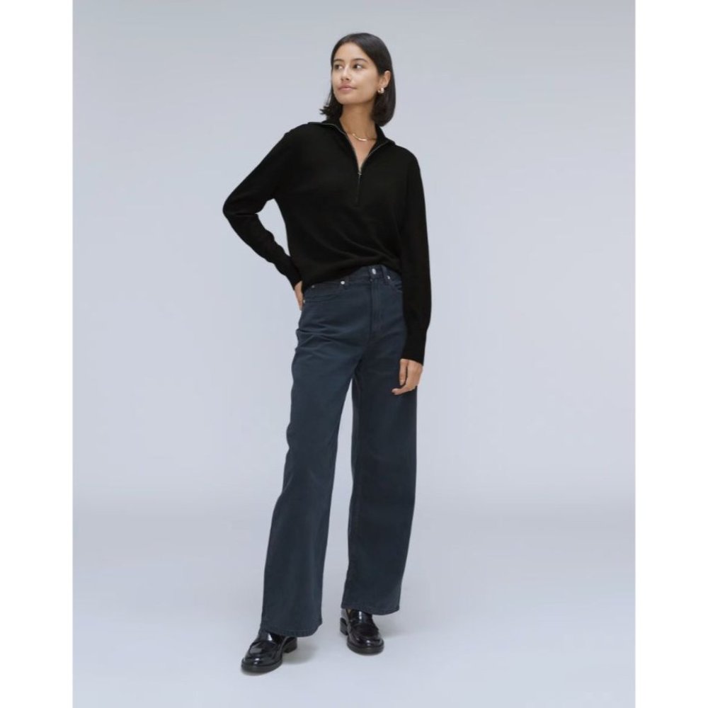 Everlane The Luxe Merino Half-Zip Sweater in Black Medium New Womens Knit Top - Picture 11 of 11
